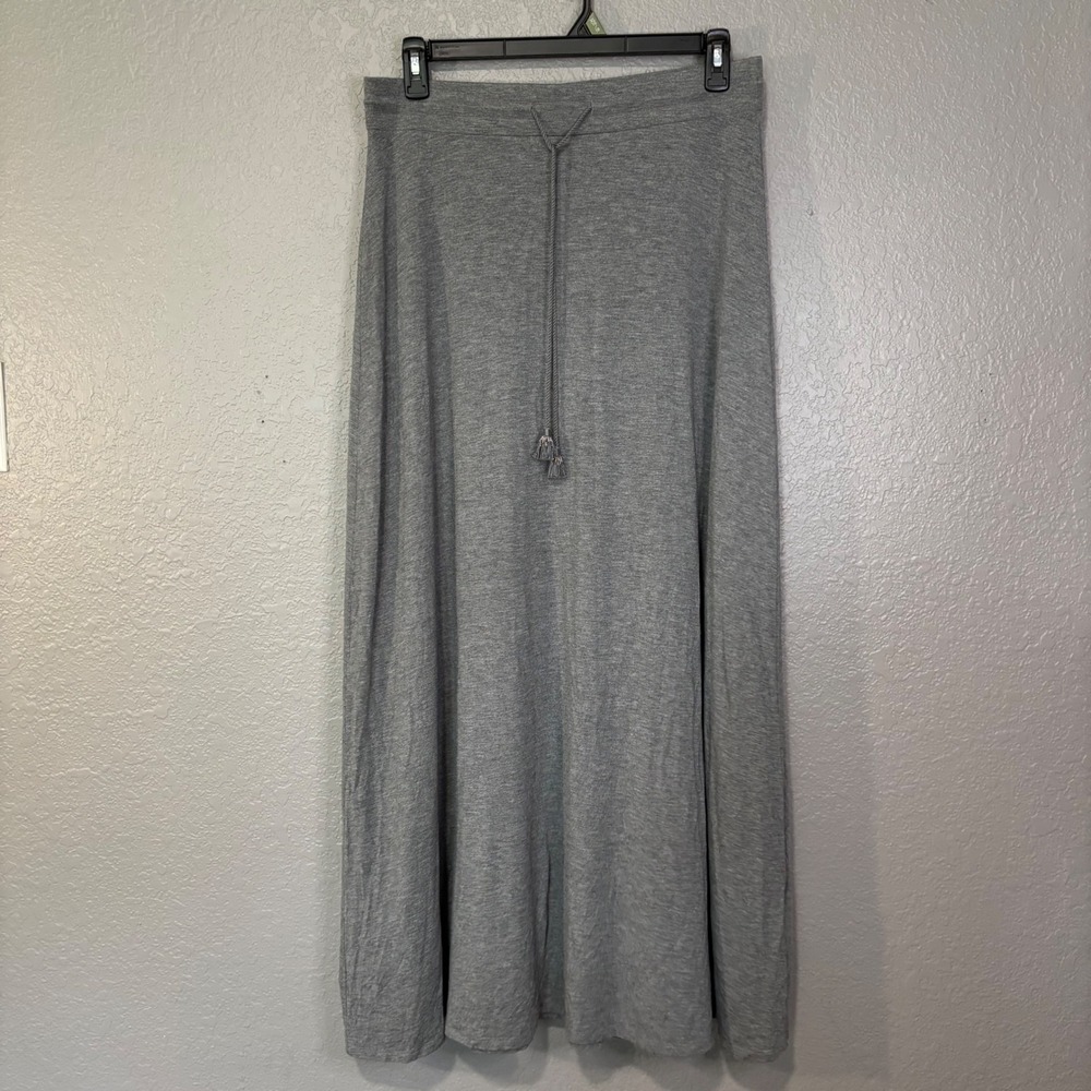 Tommy Bahama Gray Heathered Drawstring Tassel Maxi Skirt Size Medium